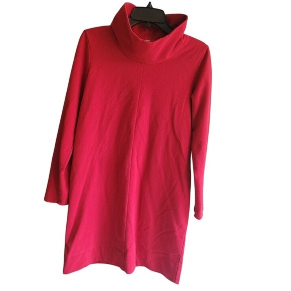 Pure Jill Red Mock Turtleneck‎ Dress Size - S Long Sleeve Midi Cotton Blend